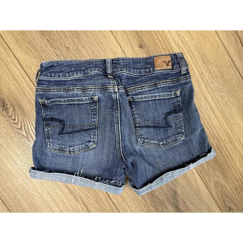 American Eagle Jean Shorts Womens 6 Blue Stretch Denim Cuffed Cutoff Summer - Picture 3 of 8